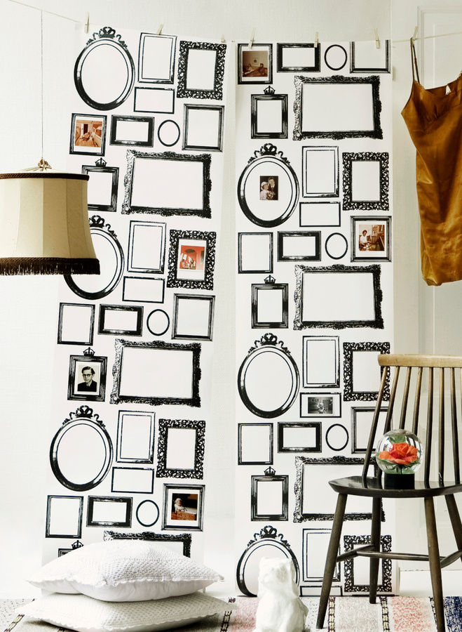 Studio Lisa Bengtsson Tapete Familjen Wandgestaltung in Black, White und Beige mit geometrischem Design - Bild 1