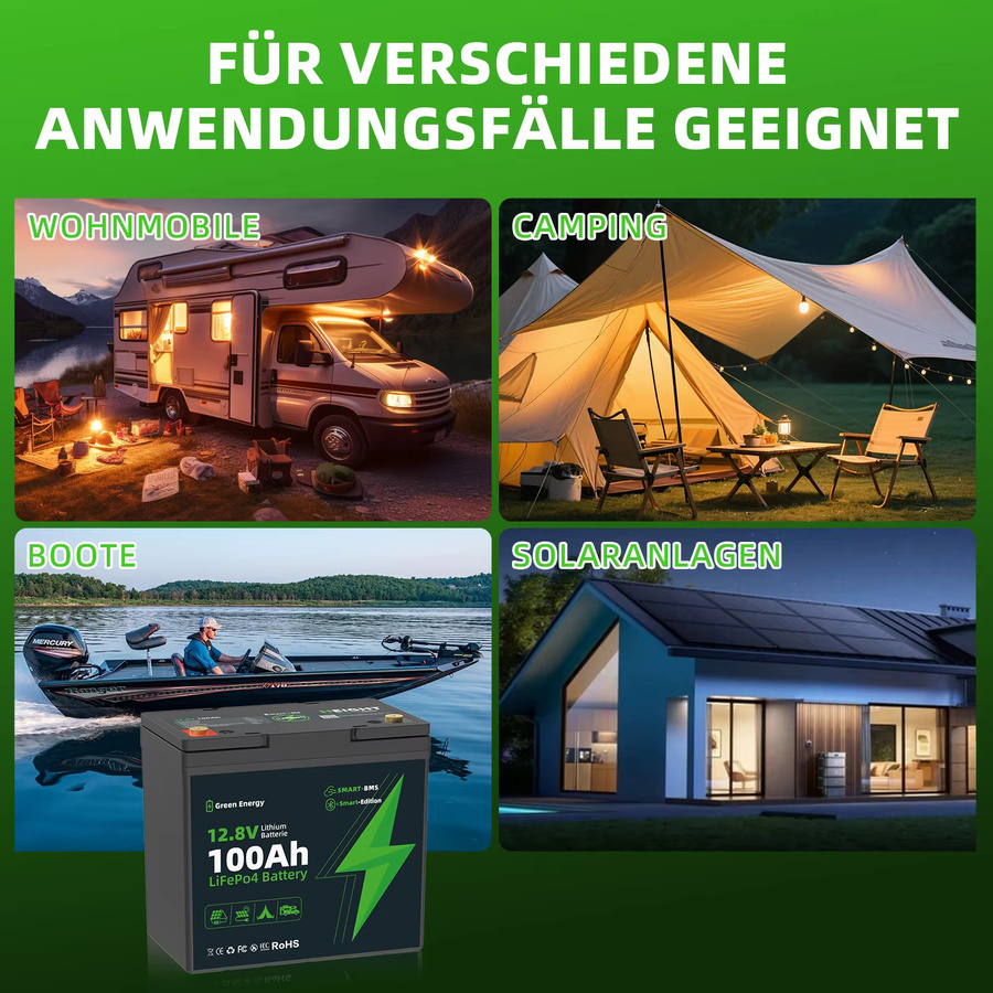 Blossom LiFePO4 Batterie 12,8V 100Ah mit Smart BMS, 1280Wh Deep-Cycle-Lithiumbatterie, IP67 wasserdicht - Bild 5