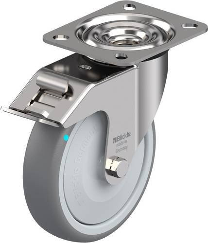 Blickle LEX-TPA 127KFD-FI Lenkrolle mit Feststeller in Grau und poliertem Edelstahl, Rad-Durchmesser: 125 mm, Tragfähigkeit: 125 kg - Bild 1