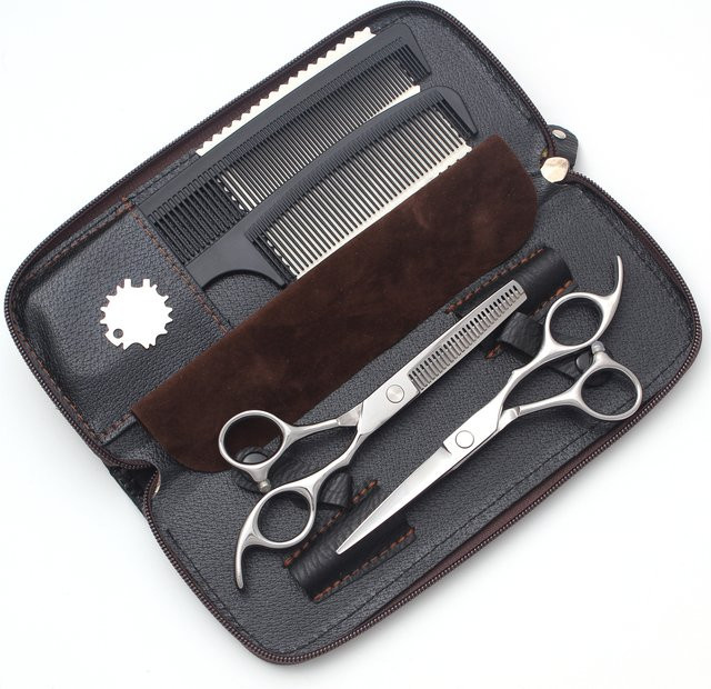 Friseurscheren-Set, japanischer Stahl, gerades Ausdünnen, Unisex - Bild 1