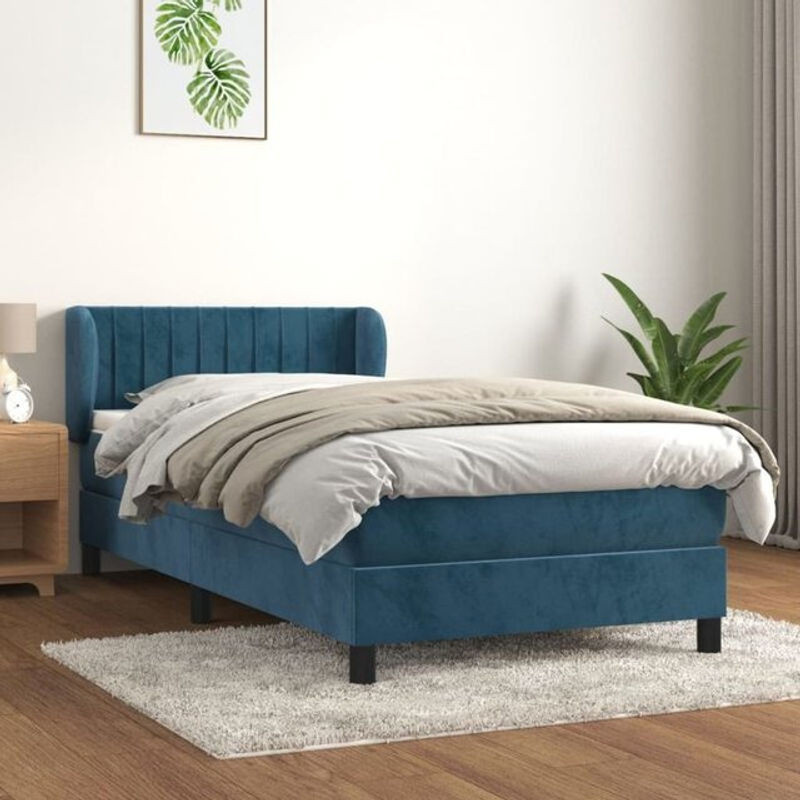 Vidaxl Boxspringbett mit Matratze aus Samt in Blau, B/T: 100 x 200 cm - Bild 1