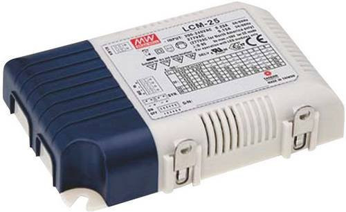 MEAN WELL LCM-25 LED-Treiber Konstantstrom 25 W, Weiß, 0.35 - 1.05 A, 6 - 54 V/DC, dimmbar mit PFC-Schaltkreis und Überlastschutz - Bild 1