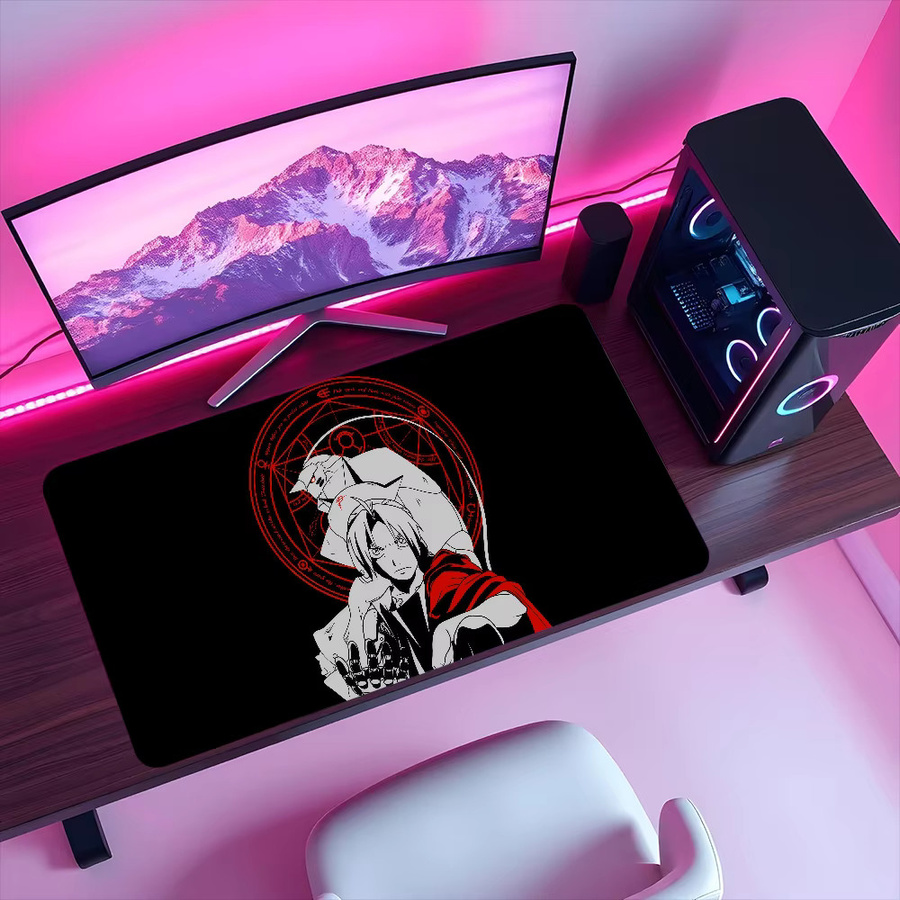 Lockedge Anime Alchemist Mauspad in Schwarz, rutschfest und verdickt für Gaming und Büro - Bild 3