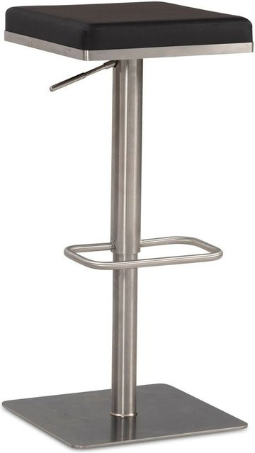 Modern Barhocker Wohnling aus Kunstleder in Schwarz mit Edelstahlgestein gebürstet B/H/T: 37 x 82 x 37 cm - Bild 1
