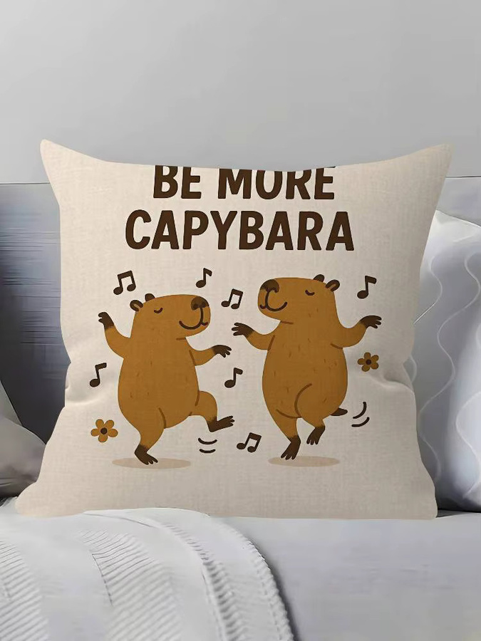 Personalisierter Kissenbezug mit niedlichem Capybara Cartoon-Design für das Kinderzimmer, quadratisch, Mehrfarbig, Breite: 30 cm, Tiefe: 30 cm, Höhe: 1 cm - Bild 3