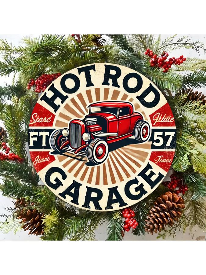 Vintage Hot Rod Garage Schild von Potdemiel aus Eisenfolie, Wandkunst für dein Zuhause, B/H: 20,3 x 20,3 cm - Bild 6