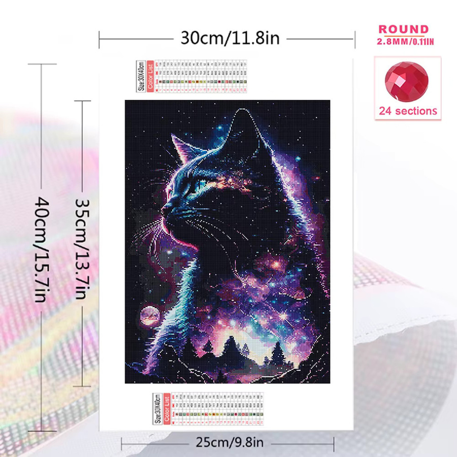 Evershine DIY Diamant Stickerei Katze Bild mit Strass Mosaik in Multicolor, B/H: 30 x 20 cm - Bild 2