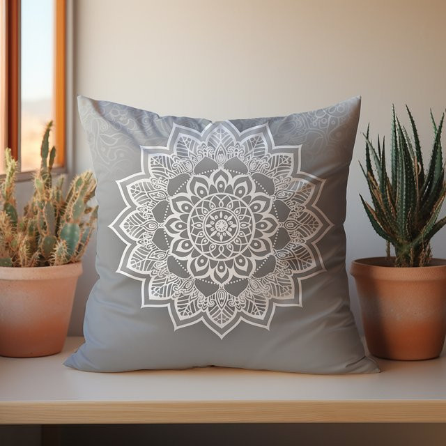 VIKAMA Kissenbezug in Grau mit minimalistischem Grafik-Design, quadratisch, B/T/H: 30 x 30 x 30 cm - Bild 1