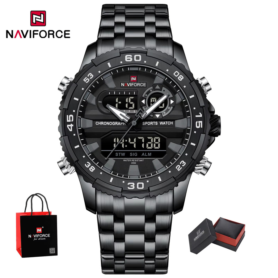 NAVIFORCE Armbanduhr, Quarz, Analog-Digital, Edelstahl, Herren, Schwarz - Bild 7