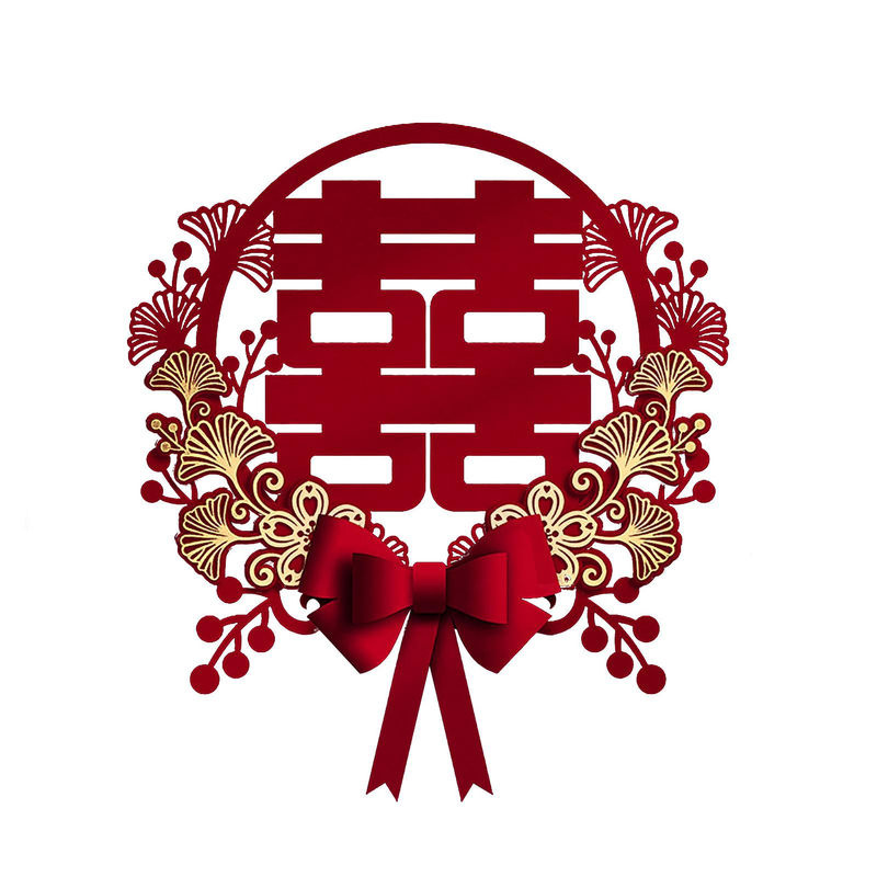 OutsideWorld Selbstklebender Wandaufkleber für chinesische Hochzeiten mit Doppelglück-Symbol und Blumen in Rot - Bild 6
