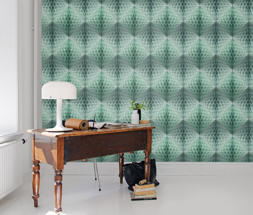 Rebel Walls Mural Pom Pom Wandtattoo in Mintgrün mit geometrischem Design - Bild 1