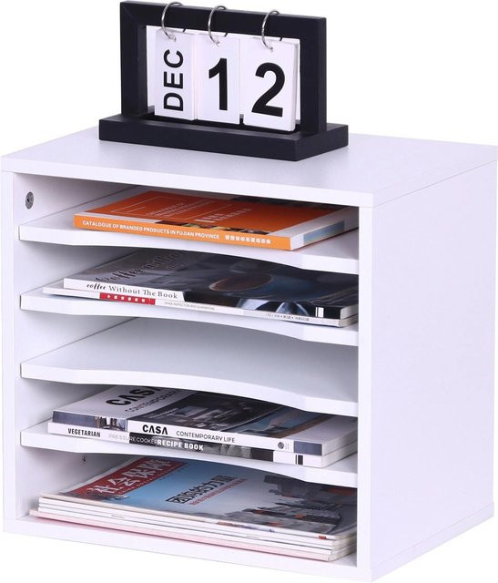 Relaxdays Dokumentenablage mit 5 Fächern in Weiß, B/T/H: 33 x 35,5 x 25 cm - Bild 1