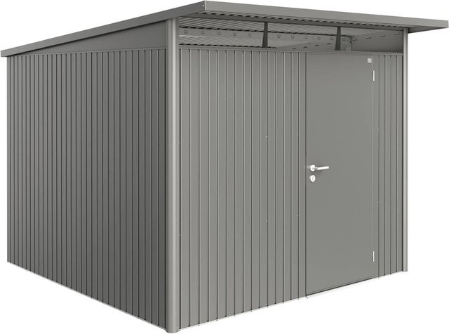 Biohort Gerätehaus AvantGarde aus Metall mit Pultdach und Standardtür in Quarzgrau-metallic, B/T/H: 257 x 257 x 217 cm - Bild 1