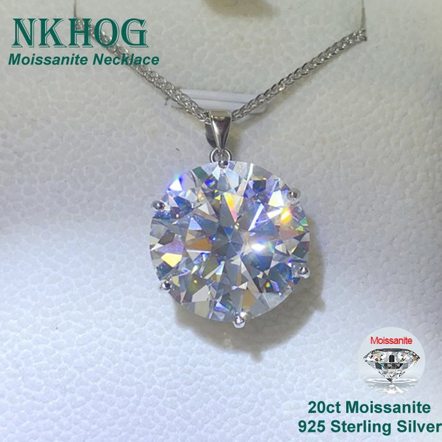 NKHOG Halskette Anhänger, 925 Silber, 18 karat Gold überzogen, Moissanit, Damen - Bild 1