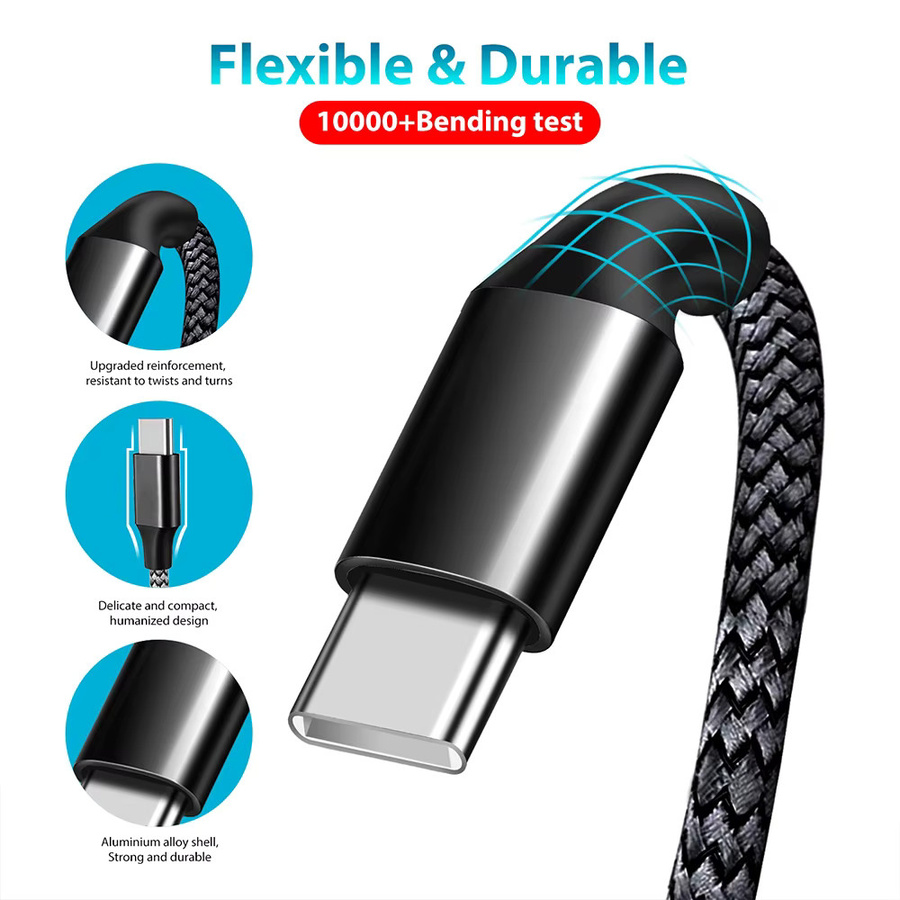 Lann USB-C auf USB-C Verlängerungskabel PD 60 W für iPhone 15 Pro Max Plus Huawei Samsung Xiaomi OPPO in Schwarz und Grau - Bild 2