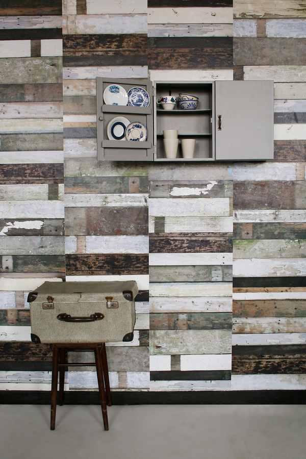 studio ditte Tapete Scrapwood Black-White in Vliesoptik mit rustikalem Naturdesign und mattem Finish - Bild 1