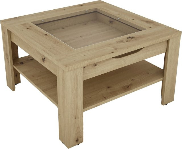 byLIVING Couchtisch RALPH in Eiche mit Klarglas, B/T/H: 67 x 67 x 43 cm - Bild 1
