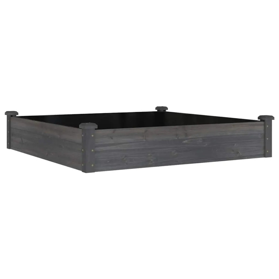 vidaXL Hochbeet aus Massivholz Tanne in Grau, B/T/H: 120 x 120 x 25 cm - Bild 2