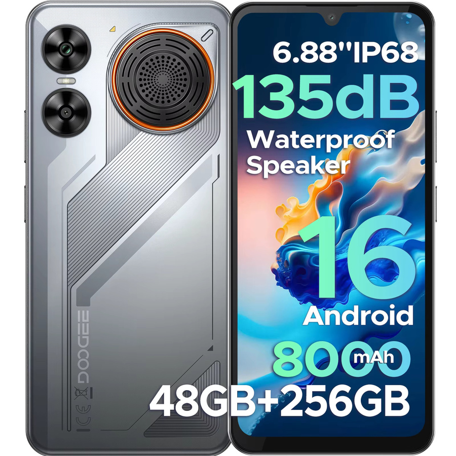 DOOGEE M30 Smartphone Silver mit 6,88 Zoll Bildschirm, 256GB ROM, 48GB RAM, 8000mAh Akku, Android 16, UNISOC T7280 und NFC - Bild 4