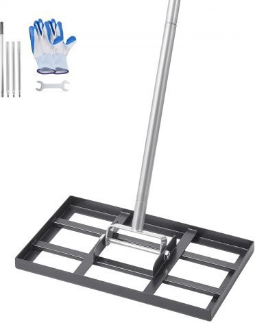 VEVOR Rasen-Ebenungsrechen mit 78 Zoll Stiel und 17x10 Zoll Bodenplatte aus rostbeständigem Kohlenstoffstahl, höhenverstellbar für Garten und Golfplatz - Bild 1
