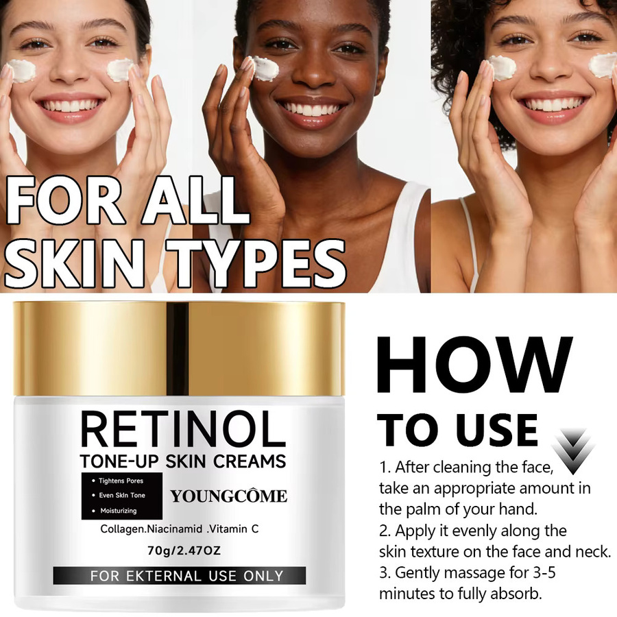 YOUNGCOME Retinol Tone-Up Cream, Gesicht, Kollagen, Niacinamid, Vitamin C - Bild 4