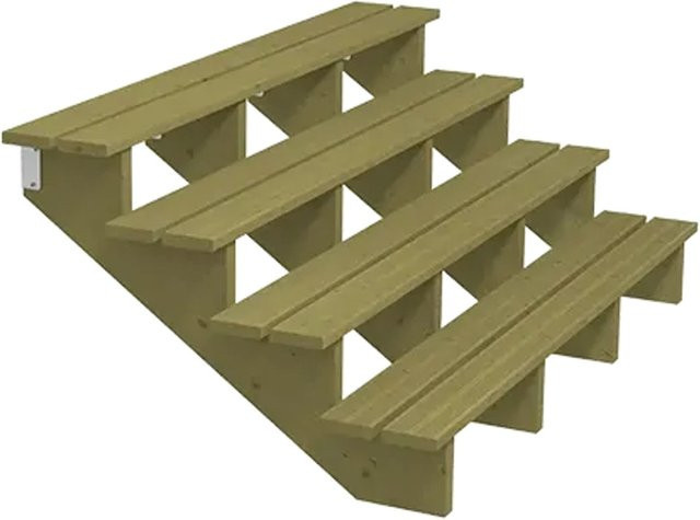 Plus A/S Terrassentreppe mit 4 Stufen aus druckimprägniertem Holz NTR Kl A, B/H/T: 100 x 180 x 68 cm - Bild 1