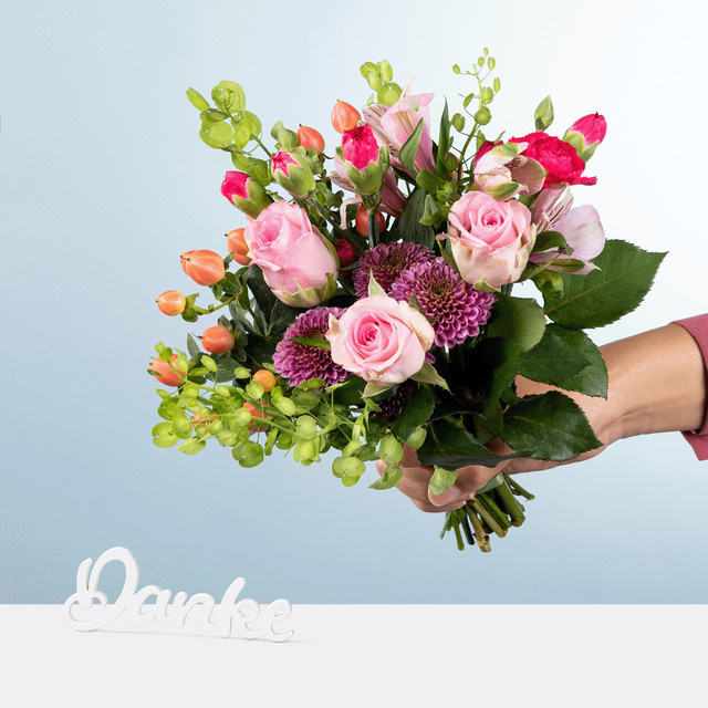 BLUME2000 Bouquet Glücksbote mit Danke Schriftzug multicolour - Bild 1