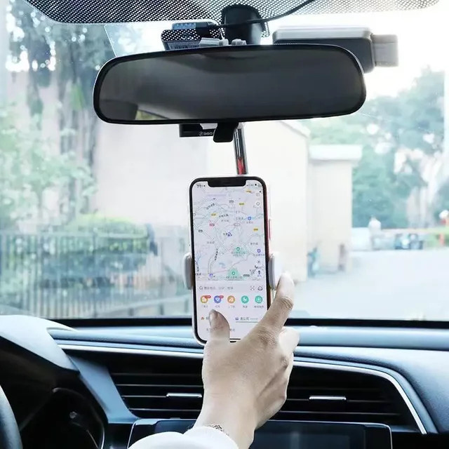 Universelle Auto Telefonhalterung für den Rückspiegel mit 360 Grad Rotation und verstellbarer GPS Halterung - Bild 1