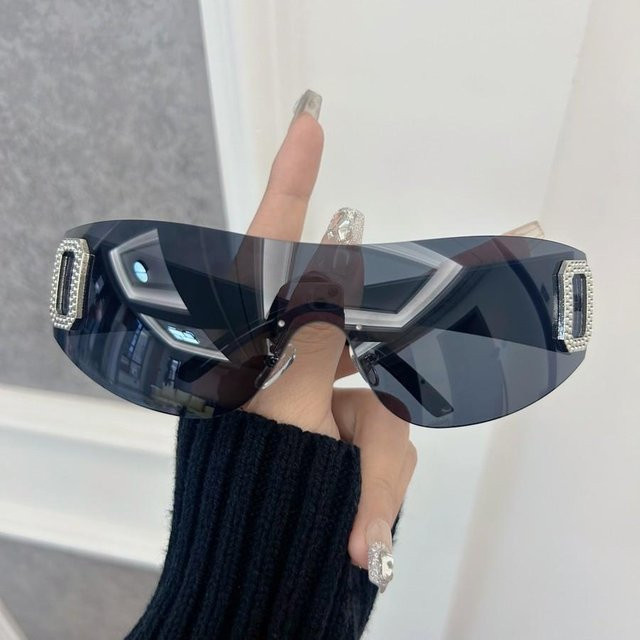 Menshoupai Brille, randlos, round, plastic, grau, Damen - Bild 1