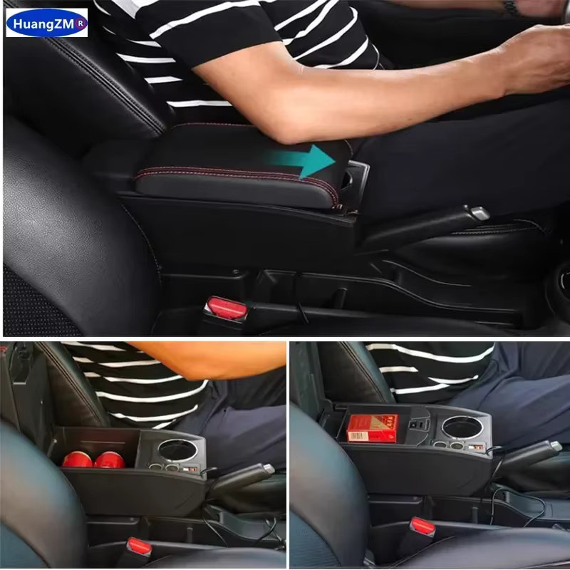 HuangZM Armlehnenbox für MG ZS mit USB-Ladefunktion und doppelschichtiger Aufbewahrung in Schwarz - Bild 2