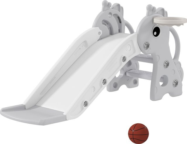 AIYAPLAY Kinderrutsche 3 in 1 mit Basketballkorb Grau Giraffenform - Bild 1
