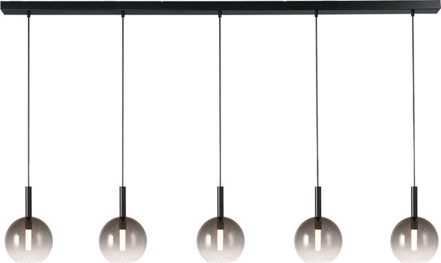 Masterlight Lido LED-Pendelleuchte 5-flammig in Schwarz mit transparentem Rauchglas - Bild 1