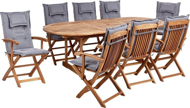 Beliani Gartentisch Set MAUI II in hellem Holzfarbton und Grau - Bild 1