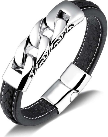 YIRAN Jewelry Armband Edelstahl, Schwarz, Herren, 215 mm