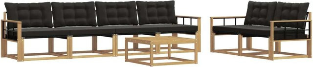 vidaXL Outdoor-Sofagarnitur 7-teilig in Weiß und Schwarz aus Holz und Polyester, B/T/H: 79 x 79 x 37 cm - Bild 1
