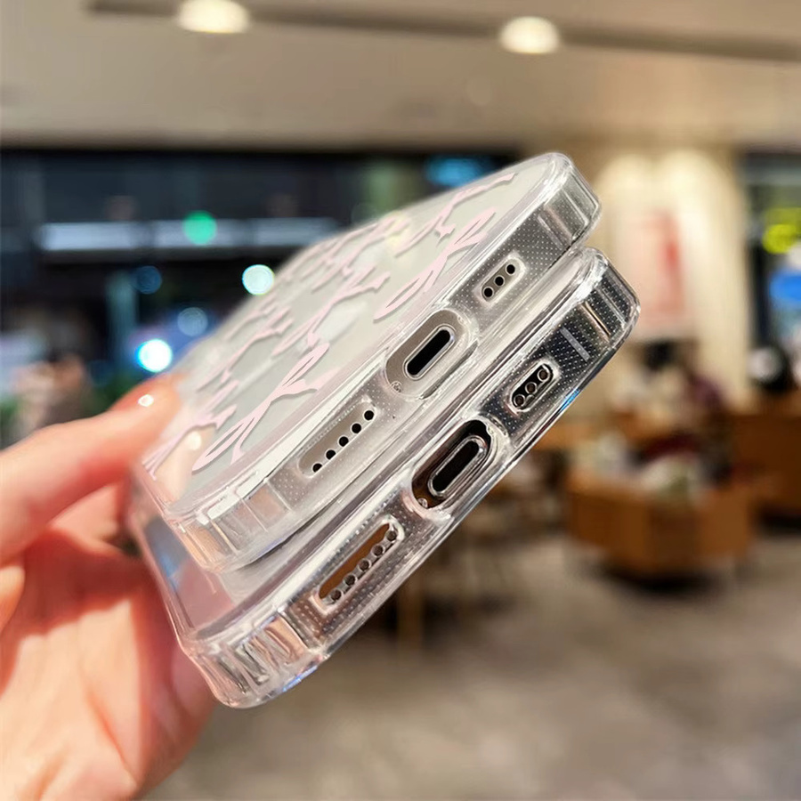TUNEDEE MagSafe iPhone Hülle mit Schleife, magnetische kabellose Ladehülle, transparent, stoßfest - Bild 2