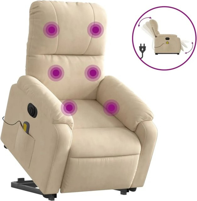 vidaXL Elektrischer Massagesessel mit Aufstehhilfe in Beige aus Mikrofasergewebe - Bild 1