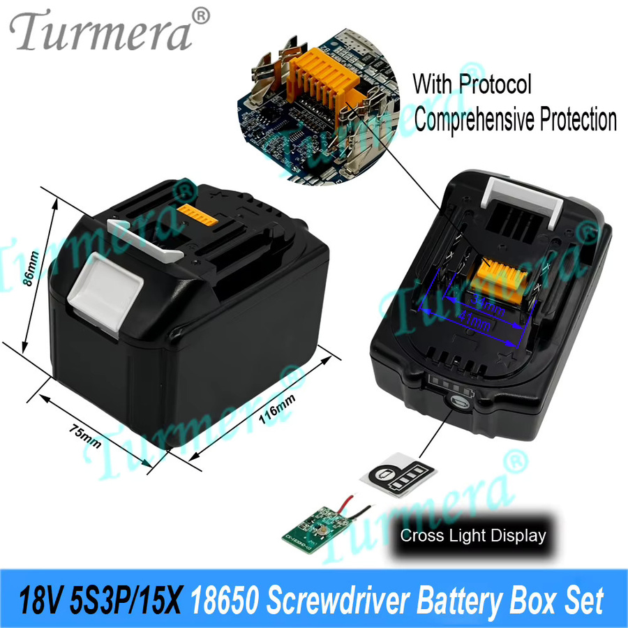 Turmera BL1830 Schraubendreher-Batteriegehäuse für 18 V 21 V Li-Ionen-Batterien mit 30 A BMS und Torx-Montage - Bild 2