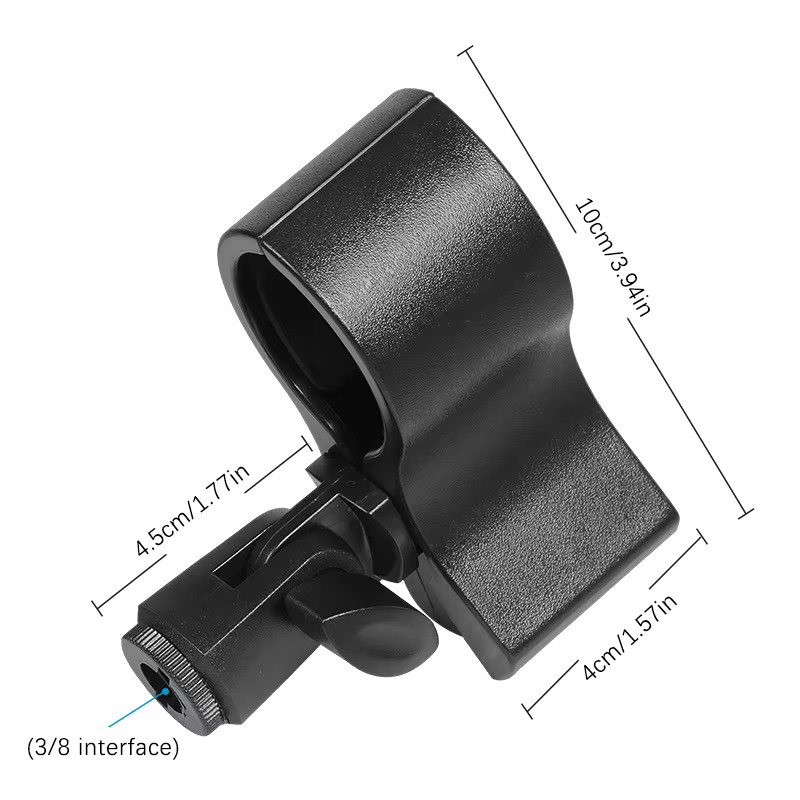 Universeller Mikrofon-Handclip mit 3/8 Adapter für Mikrofone von 3 bis 6 cm Durchmesser in Schwarz - Bild 2