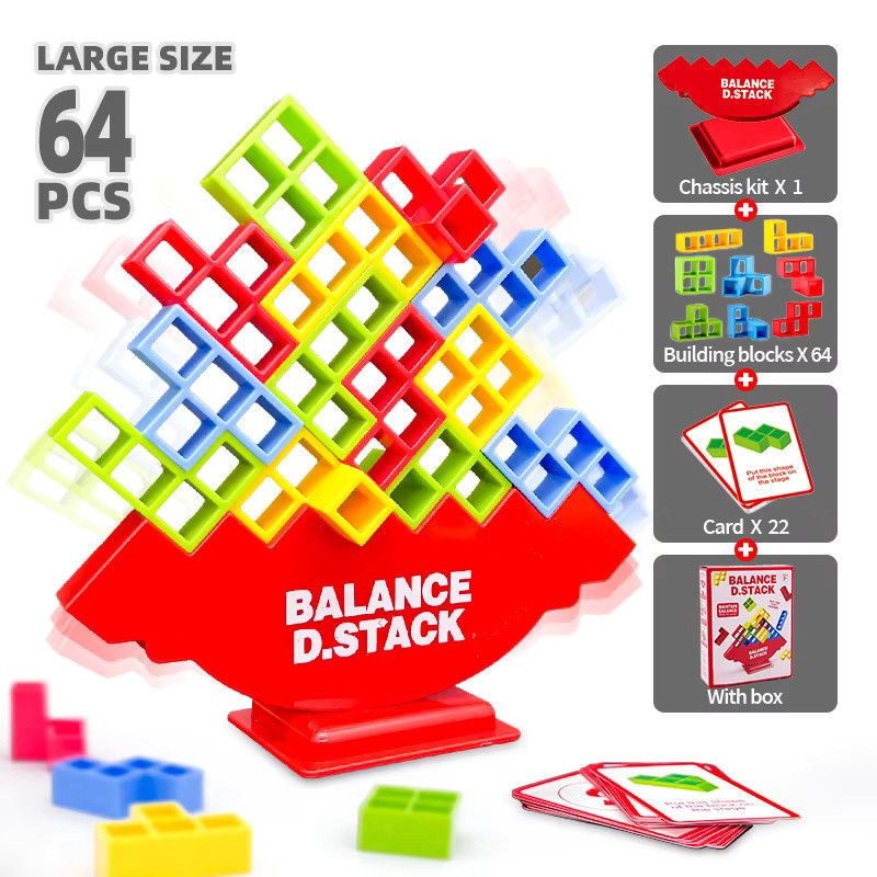 oenas Balance-Stapel-Bauklötze-Puzzle mit Karten, Familienspiel, Partyspiel - Bild 4