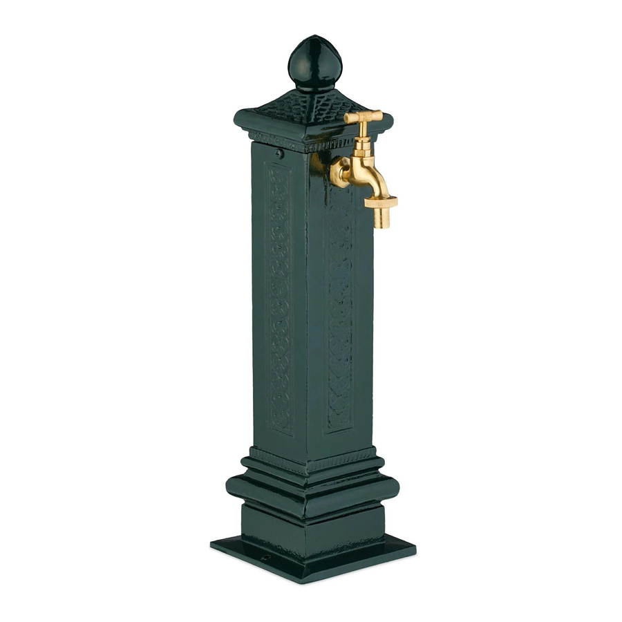 Relaxdays Standbrunnen in Säulenform aus Aluminiumguss und Stahl im Nostalgie-Design, Grün, Höhe: 47 cm, Breite: 14 cm, Tiefe: 18,5 cm - Bild 2