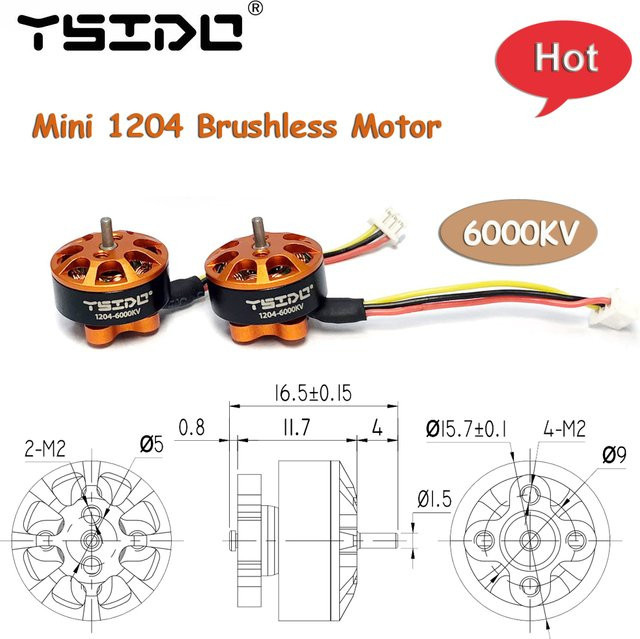 YSIDO Mini 1204 6000KV Bürstenloser Motor, Metall, orange - Bild 1