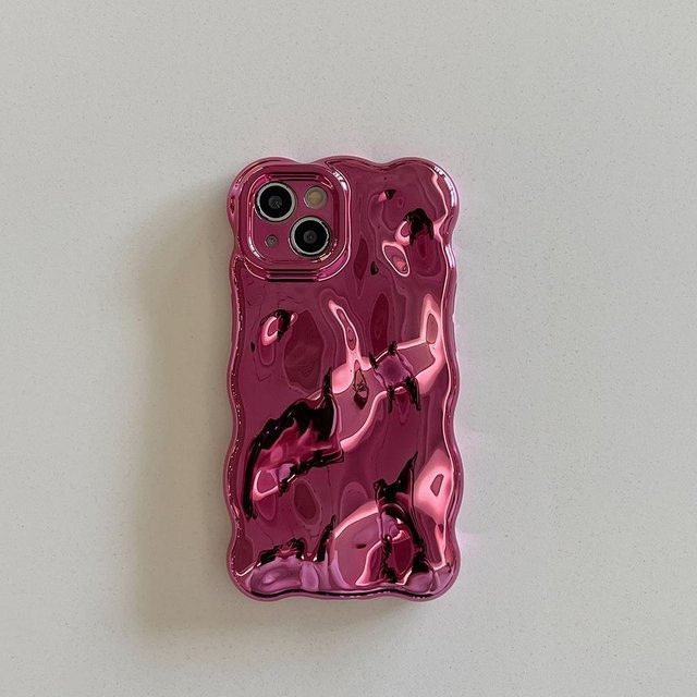 ianliyao Handyhülle mit 3D Blasenwellenmuster für iPhone 11 bis iPhone 17 Pro Max, galvanisierte weiche Stoßfeste Rückseite, Farbe: Pink - Bild 1