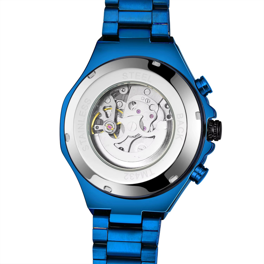 T-WINNER Armbanduhr Edelstahl, Automatik, blaues Zifferblatt, Herren - Bild 4