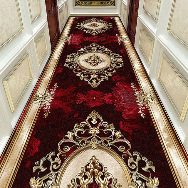 LYAHKAE Flurläufer im Retro-Stil, orientalischer Korridor-Teppich in Rot, rutschfest und waschbar, Breite: 60 cm, Länge: 200 cm - Bild 1