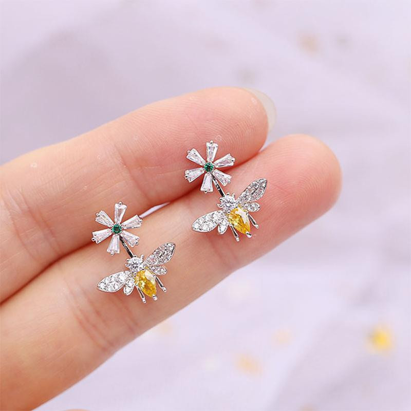 Caoshi Ohrringe Blume Biene Form, Zirkonia, Damen - Bild 5