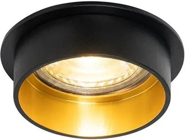 QAZQA Moderner Einbau Strahler Schwarz mit goldenem Innenraum, dimmbar, GU10 - Bild 1