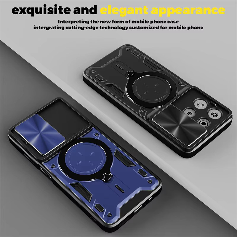Robuste Armor Slide Lens Schutzhülle für Motorola Moto Signature Edge 70 Fusion Ultra 60 50 Neo Pro G57 G67 Power G86 G56 G15 in Silber - Bild 2