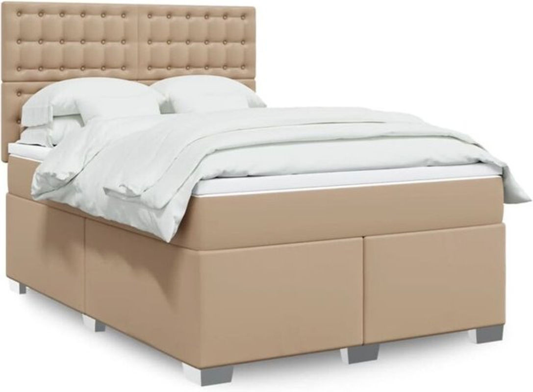 Vidaxl Boxspringbett Matratze mit Taschenfederkern H2 in Braun und Weiß, B/T/H: 140,5 x 190 x 144 cm - Bild 1