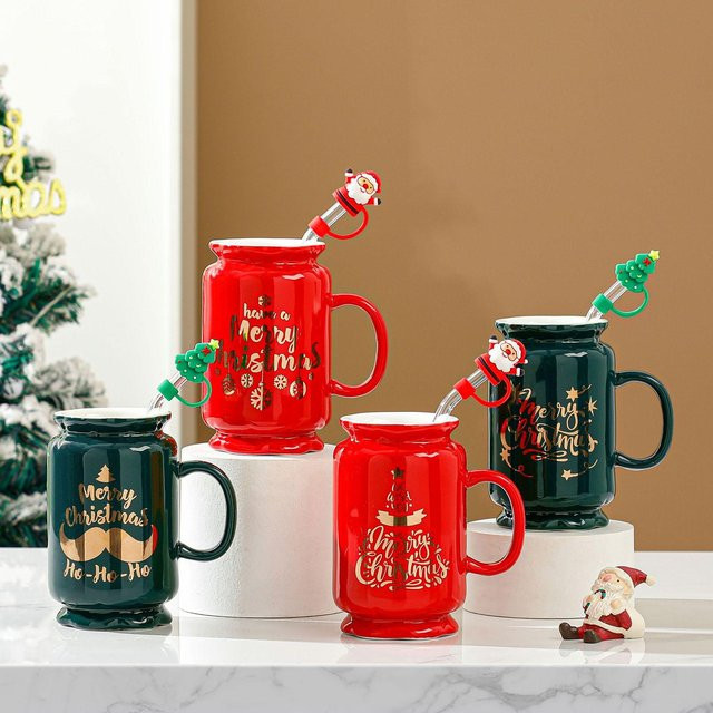 Yiran Furniture Schnurrbart Weihnachts-Stichbecher mit Schnabeltasse in Rot, 480 ml - Bild 1